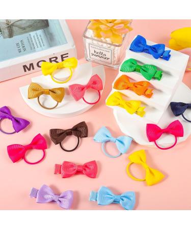 40 pcs Baby Hair Ties & 10 pcs Hair Clips Set for Toddlers - Elastic Hair Bands and Ribbon Bows, Girls Hair Accessories - Buy Online on SooperMarket.com