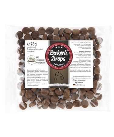 Trade Teamwork Zeckeckerli - Drops for cats / treats with herbal extracts such as coconut green walnuts & card root / 78G (1 -month pack approx. 180 pieces) - Made in Germany