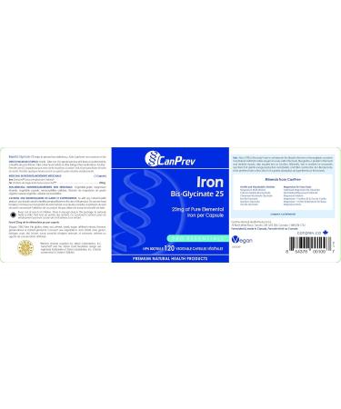CanPrev Iron Bis-Glycinate 25 | 120 VegCaps - Buy Online on SooperMarket.com