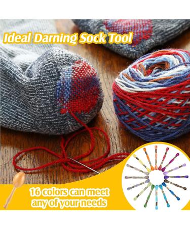 Wooden Darning Egg Kit for Socks - Needles, Threads, and Supplies - Buy Online on SooperMarket.com