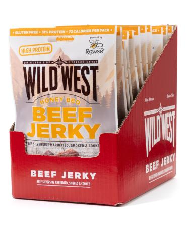 Wild West Beef Jerky 12 x 60g Honey BBQ beef beef jery high protein dry meat protein snack honey bbq 60 g (12 Pack)