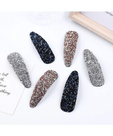 Shimmering Rhinestone Hair Clips - Pink Blue Gray Crystal Snap Barrettes for Women & Girls | Ideal for Party, Wedding & Daily Wear - Buy Online on SooperMarket.com