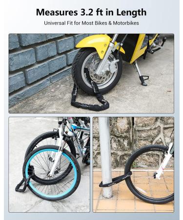 Sportneer 8mm Thick Bike Chain Lock | Heavy Duty Anti-Theft Bicycle Lock for Scooter & Mountain Bike - Buy Online on SooperMarket.com
