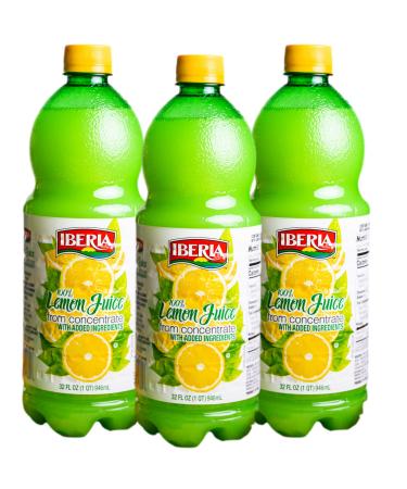 Iberia 100% Lemon Juice, 32 Ounce (Pack of 3)
