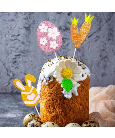 Easter Bunny Ears Cupcake Toppers Glitter Cake Decorations - Buy Online on SooperMarket.com