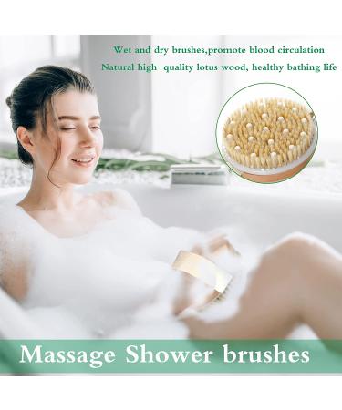 2 Pack Natural Soft and Hard Boar Bristle Body Brushes for Exfoliating and Cleansing - Round Massage Bath Brushes for Whole Body, Promotes Blood Circulation - Buy Online on SooperMarket.com