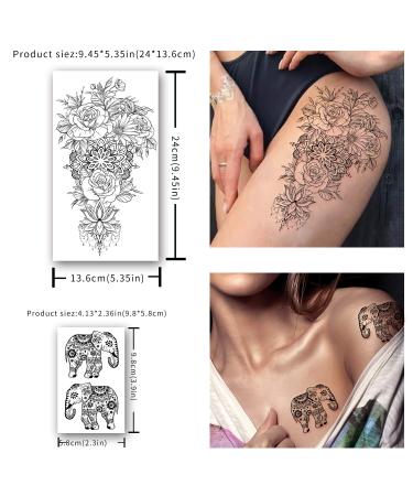 Yazhiji 40 Sheets Temporary Tattoos for Women and Girls - 10 Large and 30 Small Fake Tattoo Stickers Included - Buy Online on SooperMarket.com