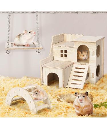 6-Piece Wooden Hamster Toy Set | Safe & Fun Hiding Houses for Hamsters Chinchillas Guinea Pigs & Rabbits - Buy Online on SooperMarket.com