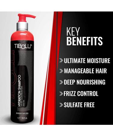 TIBOLLI Hydrating Hair Shampoo with Argan Oil - 33.8 Fl Oz | Moisturizing Dye-Free Paraben & Sulfate-Free Repair for Damaged Hair - Buy Online on SooperMarket.com