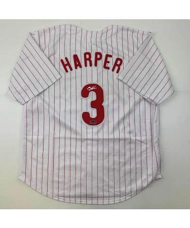Facsimile Autographed Bryce Harper Philadelphia Pinstripe Reprint Laser Auto Baseball Jersey Size Men's XL