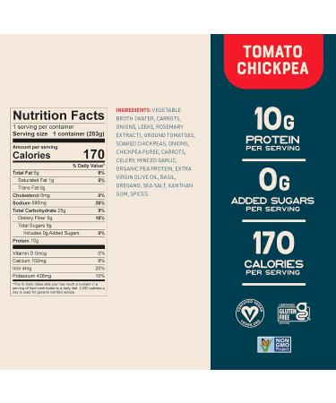Bare Bones Tomato Chickpea Plant Based Soup 10 oz Pack of 8 - Vegan, Gluten Free, Non-GMO, Ready-to-Eat in 90 Seconds - Buy Online on SooperMarket.com