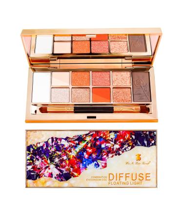Glitter Eyeshadow Palette 10 Shimmer Matte Sparkly Makeup Palette with Eyebrow Powder and Highlighter Neutral Highly Pigmented Long Lasting Velvety Texture Cosmetic Gift Set for All-Day Eye Makeup Sunset of Light