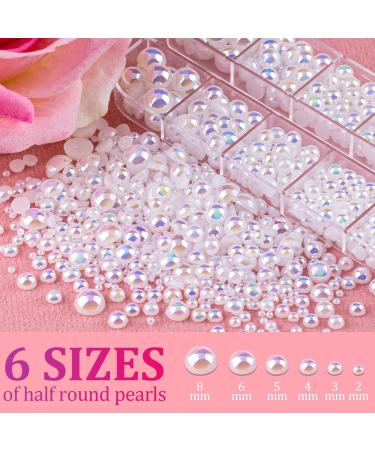 Flat Back Pearls Kit - 3800 Pcs, 3 Boxes, AB+ White AB+ Beige AB Half Round Pearls for Nail Art & DIY Crafts with Pickup Pencil and Tweezer - Buy Online on SooperMarket.com