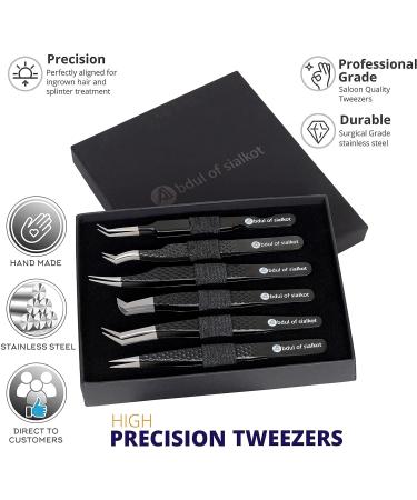 Silakor 6-Piece Stainless Steel Eyelash Tweezers Set for Volume and Classic Lash Extensions - Black - Buy Online on SooperMarket.com