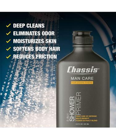 Chassis Shower Primer: 5-in-1 Shower Gel for Men Men's Anti-Chafing Gel and Deep-Cleansing Bodywash Free of Talc Parabens and Menthol - Buy Online on SooperMarket.com
