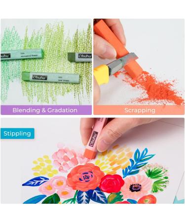 Ohuhu 72 Long Chalk Pastels Set - Soft Pastels for Artists - Includes 4 Fluorescent Colors and 6 Pastel Papers - Art Supplies for Drawing, Blending, Shading - Ideal for Adults, Kids, Beginners - Buy Online on SooperMarket.com