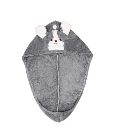 WOONEKY Cartoon Dry Hair Cap Makeup Washcloths Girl Hat Water Absorbent Hat Bath Water Absorbent Drying Hat Makeup Hairband Bath Hat Hair Bonnet Coral Fleece Hair Dry Hat Thicken Headband Grey Grey 60x21cm