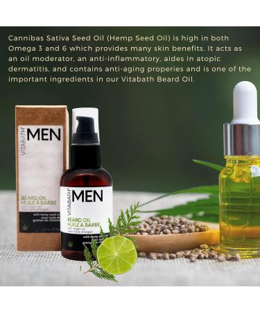 Vitabath Men's Beard Oil - Soothing Hemp & Jojoba Moisturizer for Healthy Hydrated Facial Hair - Lime & Cedarleaf - 2 fl oz - Buy Online on SooperMarket.com