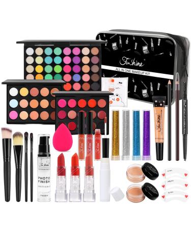 Fenshine All In One Makeup Kit, Makeup Kit for Women Full Kit, Makeup Gift Set for Women Beginners, Makeup Essential Starter Bundle Include Eyeshadow Palette Lipstick Eyebrow Pencil Brush Set KIT005#