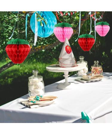 KAYNO 16 Pieces 6 Inch Strawberry Honeycomb Ball Tissue Paper Strawberry Ball Paper Strawberry Decoration for Strawberry Themed Birthday Party (Pink Red) - Buy Online on SooperMarket.com