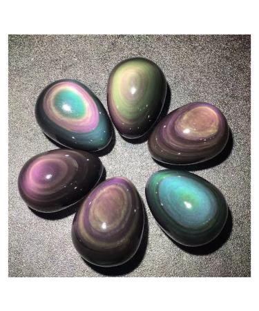 Crystal 4-5cm 1pcs Natural Rainbow Obsidian cat Eye Stones Shape Quartz Crystal Ornament Stone Collection