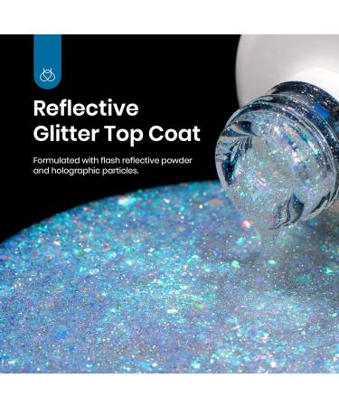 beetles Gel Polish 15ML Reflective Glitter Gel Polish No Wipe Top Coat Glitter Gel Polish Iridescent Glossy Shiny Gel Nail Polish Sparkle Soak Off UV Led Nail Manicure DIY Home Salon - Buy Online on SooperMarket.com