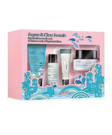 Belif Aqua Bomb & Cica Bomb Soothing Set | Hydrating Skincare Kit for All Skin Types | Includes Aqua Bomb, Cica Bomb, Jelly Cleanser, Problem Solution Toner - Buy Online on SooperMarket.com