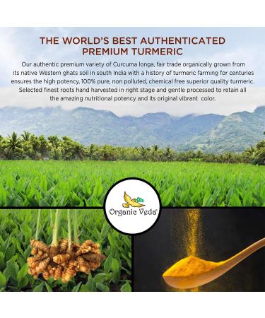 Organic Veda Turmeric Powder - 100% Pure USDA Certified Ultra-Fine Root Powder with Natural Curcumin - Premium Harvest from India - Ideal for Cooking, Milk, Smoothies (16 oz) - Buy Online on SooperMarket.com