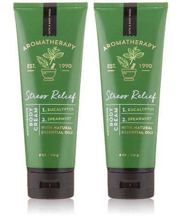 Bath & Body Works Aromatherapy Stress Relief Eucalyptus Spearmint Body Cream 8.0 oz 226g (2 Pack)