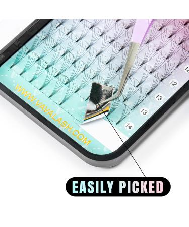 6D Russian Volume Pre-Fanned Lash Extensions 0.10 Thickness 14mm - Short Stem Heat Bonded Fans | Eyelash Extension Supplies - Buy Online on SooperMarket.com