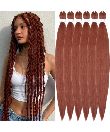 Xusuperb 30 inches long Pre Stretched Braiding Hair Ginger Color 350# Easy Braids Extensions Kopperrot Kanecalon Kunsthaar for braiding Ginger 6 packs soft yaki braids hair extensions (350#) 76 cm (6 Pack) 350#