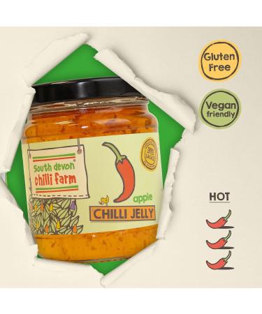 South Devon Chilli Farm | Fresh Apple Chilli Jelly Ideal Condiment for Cheese Meats or Desserts Made with Fresh Chillies - Gluten Free Vegan Friendly 250g Jar - Case of 6 - Buy Online on SooperMarket.com