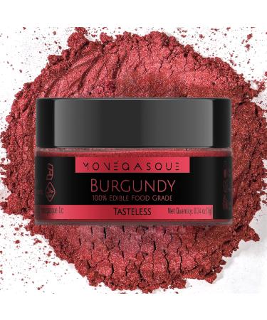 MONGASQUE Burgundy Luster Dust Edible Glitter for Drinks & Desserts 7g  Edible Burgundy Dust for Cakes & Edible Drink Glitter  No Gluten or Dairy  Vegan Burgundy Sprinkles for Cake Decorating & Chocolates