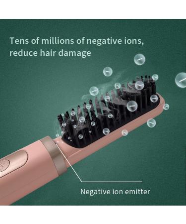 Hair Straightener Comb - Heated Anti-Scald Brush with 5 Heat Settings Fast 30s Heating & Auto Shut-Off | Ideal for Home Travel & Salon (Pink - Buy Online on SooperMarket.com