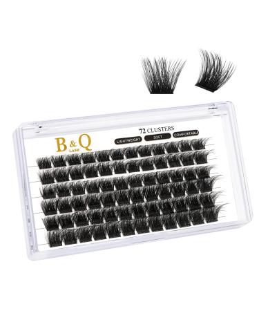 Cluster Lashes D Curl 10mm 72 Clusters B&Q Lash Clusters Individual Lashes Volume Eyelash Clusters DIY Lash Extensions Soft Wispy Cluster Eyelash Extensions DIY at Home (B30 D-10mm) D-10 mm B 30