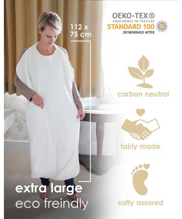 Cuddledry Hands Free Baby Bath Towel | Luxuriously Soft Bamboo & Cotton Hooded Apron Towel for Safe Bathtime | Perfect Newborn Gift - Blue Edging - Buy Online on SooperMarket.com