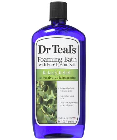 Dr Teal's Foaming Bath (Epsom Salt)  Eucalyptus Spearmint  34 Fluid Ounce (Packaging May Vary) Eucalyptus Spearmint 34 Fl Oz (Pack of 1)