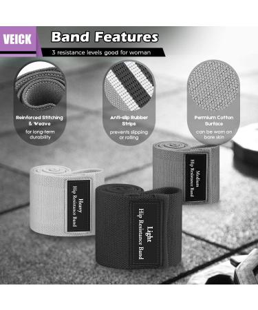 VEICK Resistance Bands - Workout Loop Bands for Women - Fitness Stretch Bands for Booty Legs - White/Gray/Black - Buy Online on SooperMarket.com
