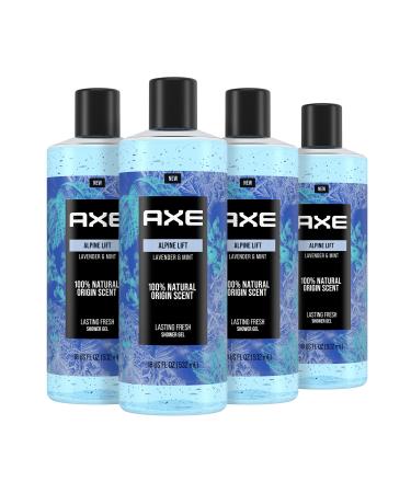 AXE Body Wash For Men Alpine Lift Skin Care with 100% Natural origin scent and Plant Based Ingredients 18 oz 4 Count Alpine Lift 18 Fl Oz (Pack of 4)
