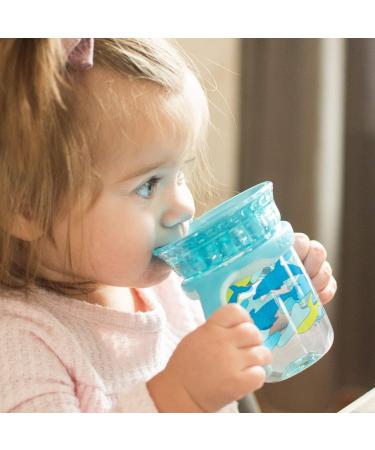 Nuby 360 Edge 2 Stage Rim Cup 8oz Dolphins Aqua - Removable Handles, Hygienic Cover | 12M+ | 240ml (80818) - Buy Online on SooperMarket.com