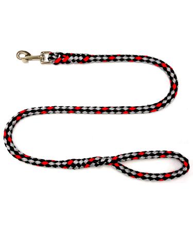 Dog leash large dogs jumbo with hand loop up to 80 kg / guide leash / training line / training line very stable 17 colors (2.50m Ohio (black-silver-red)) 2.50m Ohio (black-silver-red)