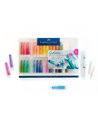 Faber-Castell Gelatos Original Gift Set - 28 Colors - Multi-Purpose Art Color Sticks Set  34 Piece Gift Set