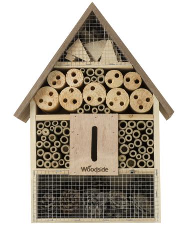 Woodside Wooden Insect & Bee House Natural Wood Bug Hotel Shelter Garden Nest Box