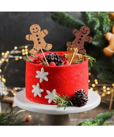 Whaline 48Pcs Christmas Cupcake Topper Glitter Brown Gingerbread Man Cupcake Picks Holiday Food Picks for Xmas Winter Cake Decoration - Buy Online on SooperMarket.com