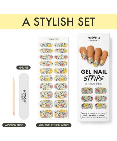 MOYOU LONDON Gel Nail Strips Set | 20 Pc. Semi Cured Gel Wraps + Free UV Lamp | Easy Apply & Remove for Salon-Quality Manicure - Buy Online on SooperMarket.com