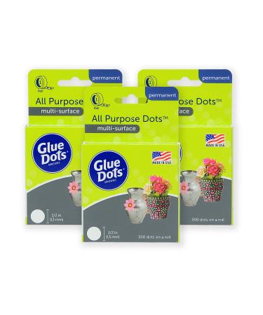 Glue Dots Double-Sided Adhesive Permanent All Purpose Dots 1/2-Inch Clear Roll of 300 3 Pack All Purpose Roll 3-Pack