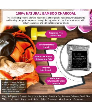 500g Nature Fresh Moso Bamboo Charcoal Air Purifying Bag by Pink Rhino Labs - Scent-Free Odor Eliminator for Home & Car - Kid & Pet Friendly Odor Absorber - Activated Charcoal - Buy Online on SooperMarket.com