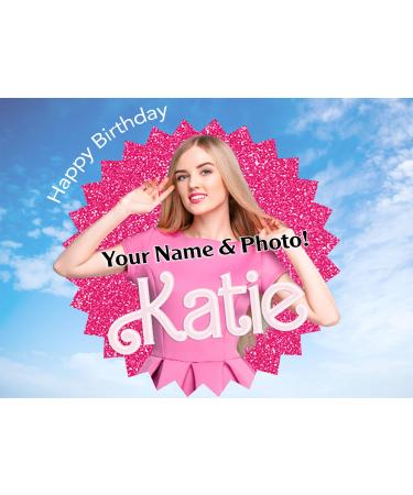 Barbie style Personalised Rectangle Edible Icing Cake Topper Up to 11" x 8"