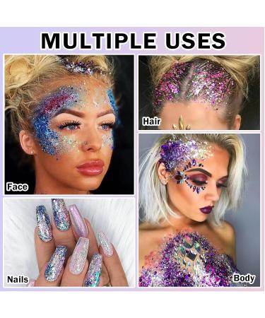 Body Glitter Gel | Natural Soft Shiny Makeup | Long Lasting Face & Hair Glitter | Lightweight Liquid Eyeshadow - 01# White - Buy Online on SooperMarket.com