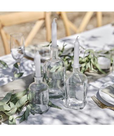 Ginger Ray glass bottle holder decoration including candles for wedding & party 3 pieces green candle holder made of glass